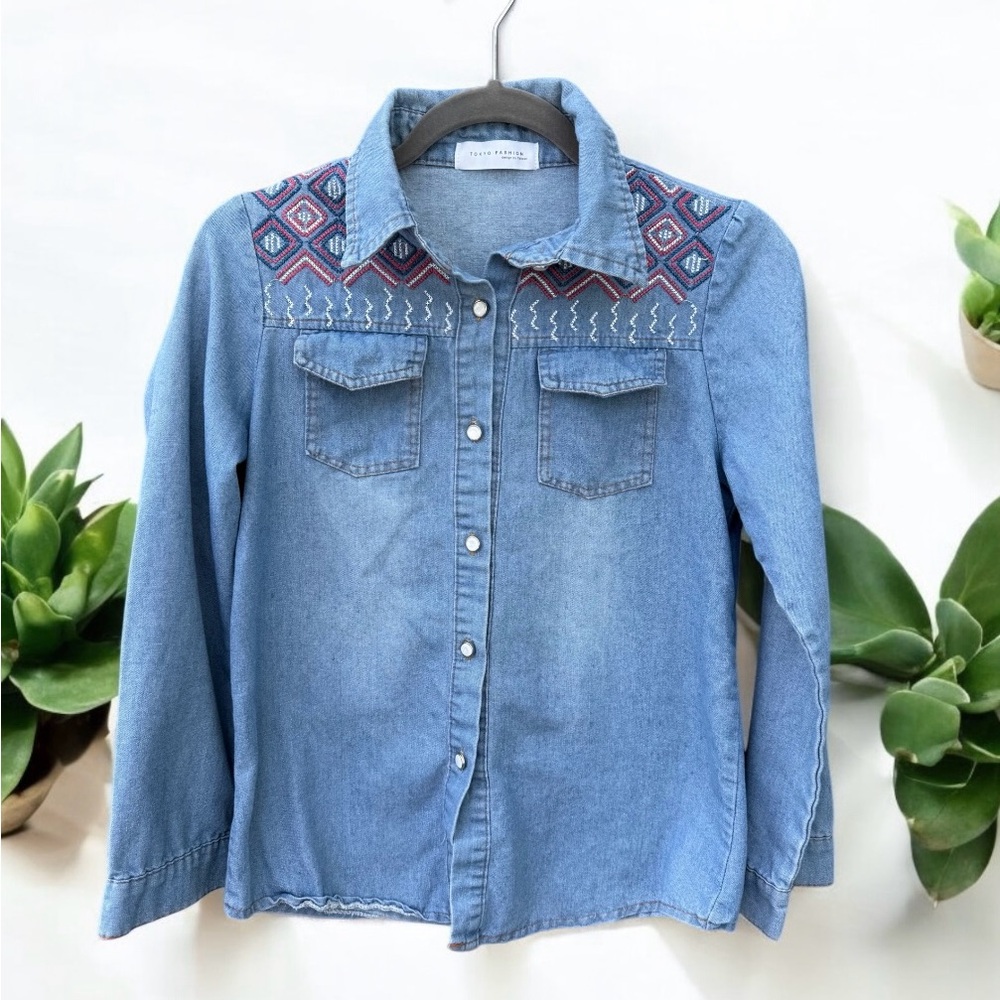 Tokyo Fashion Embroidered Denim Button Doen Small